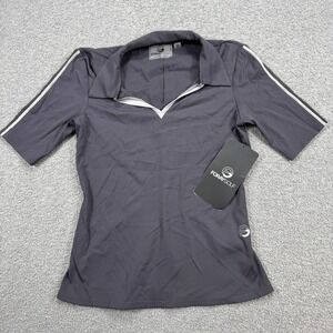 NEW Foray Golf Polo Shirt Women's XS Gray Ribbed Henley Sportswear Made In USA